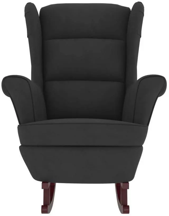 Alt view image 3 of 7 - vidaXL Rocking Chair Wingback Black Velvet and Solid Wood