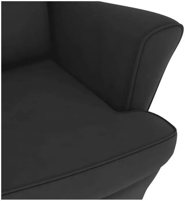 Alt view image 6 of 7 - vidaXL Rocking Chair Wingback Black Velvet and Solid Wood