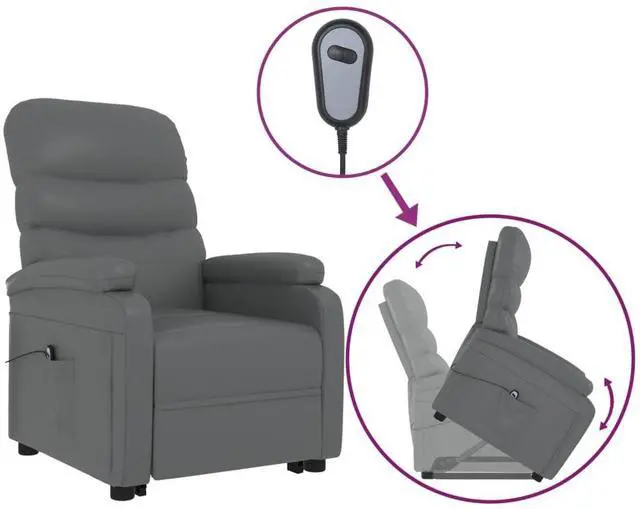 Alt view image 2 of 7 - vidaXL Stand Up Chair Anthracite Faux leather, Iron, Poplar wood Standard