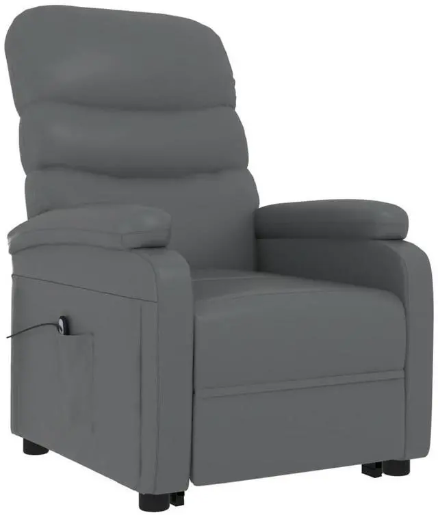 Alt view image 3 of 7 - vidaXL Stand Up Chair Anthracite Faux leather, Iron, Poplar wood Standard