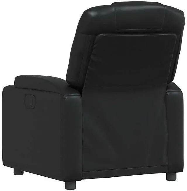 Alt view image 6 of 7 - vidaXL Manual Recliner Chair for Living Room, Adjustable Recliner with Padded Seat & Backrest, Home Theater Seating with Side Pocket & Cup Holders, Black Leather