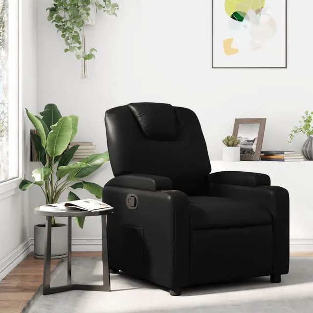 Main image of vidaXL Recliner Chair Black Faux leather Standard Adjustable Footrests