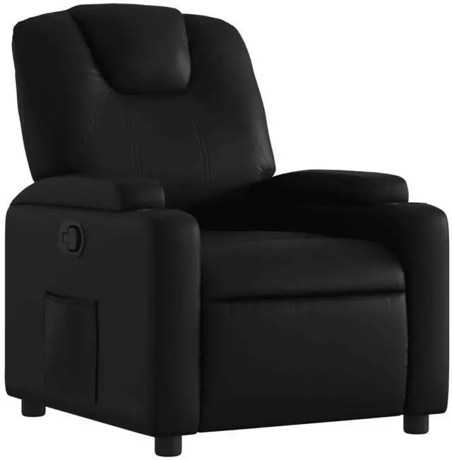 Alt view image 2 of 7 - vidaXL Recliner Chair Black Faux leather Standard Adjustable Footrests
