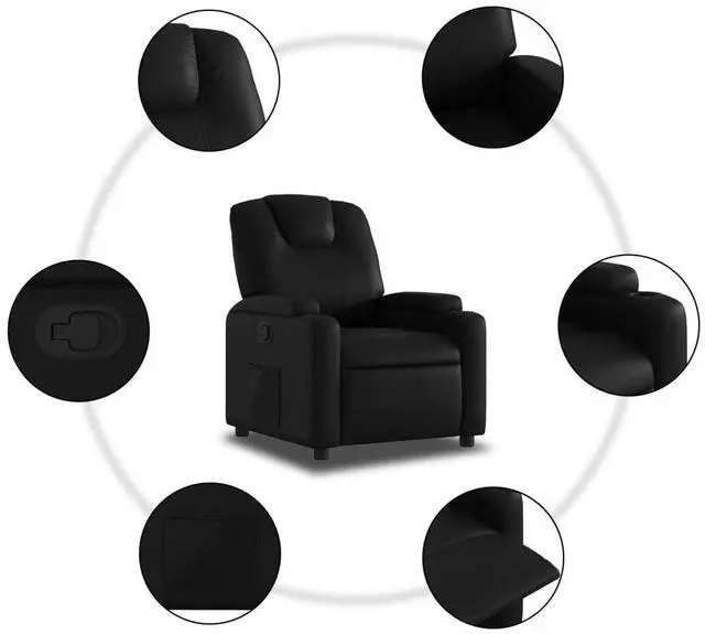 Alt view image 5 of 7 - vidaXL Recliner Chair Black Faux leather Standard Adjustable Footrests