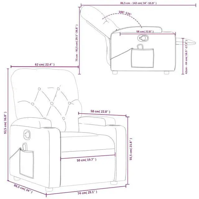 Alt view image 4 of 7 - vidaXL Massage Recliner Chair Black Polyester Regular