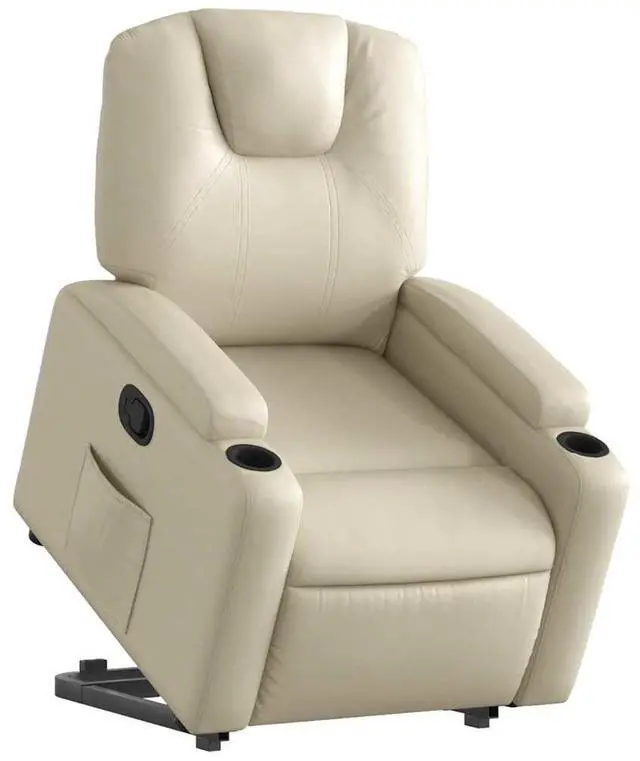 Alt view image 3 of 7 - vidaXL Stand up Recliner Chair Power Lift Reclining Armchair Cream Faux Leather