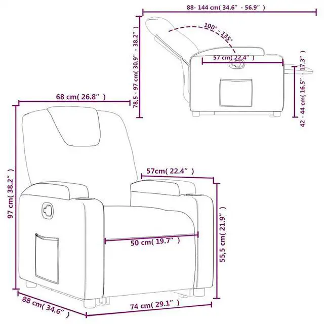 Alt view image 4 of 7 - vidaXL Stand up Recliner Chair Power Lift Reclining Armchair Cream Faux Leather