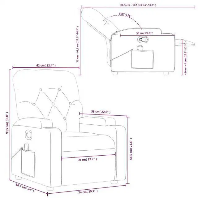 Alt view image 4 of 7 - vidaXL Massage Recliner Chair Black