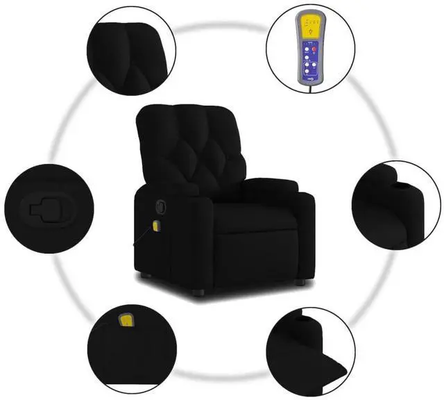 Alt view image 6 of 7 - vidaXL Massage Recliner Chair Black