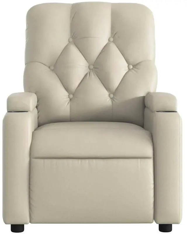 Alt view image 7 of 7 - vidaXL Massage Recliner Chair Cream Faux leather, metal, plywood Standard