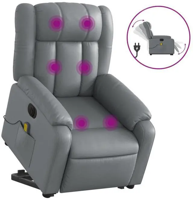 Alt view image 2 of 7 - vidaXL Electric Stand Up Massage Recliner Chair Gray