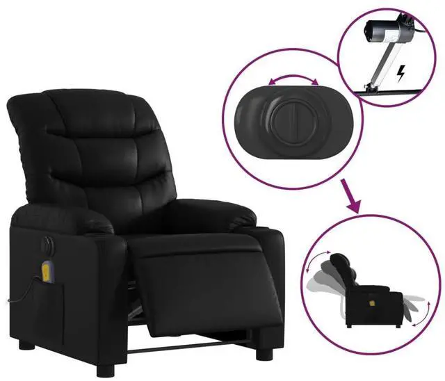 Alt view image 5 of 7 - vidaXL Electric Massage Recliner Chair Black