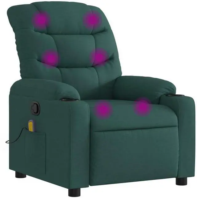 Alt view image 2 of 7 - vidaXL Massage Recliner Chair Dark green