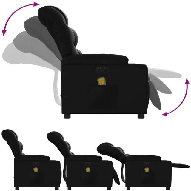 Alt view image 6 of 7 - vidaXL Electric Massage Recliner Chair Black