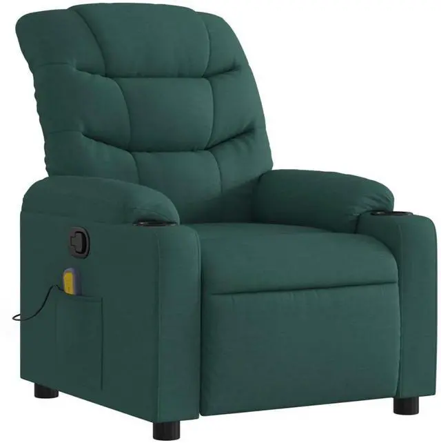 Alt view image 3 of 7 - vidaXL Massage Recliner Chair Dark green