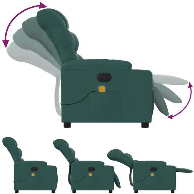 Alt view image 5 of 7 - vidaXL Massage Recliner Chair Dark green