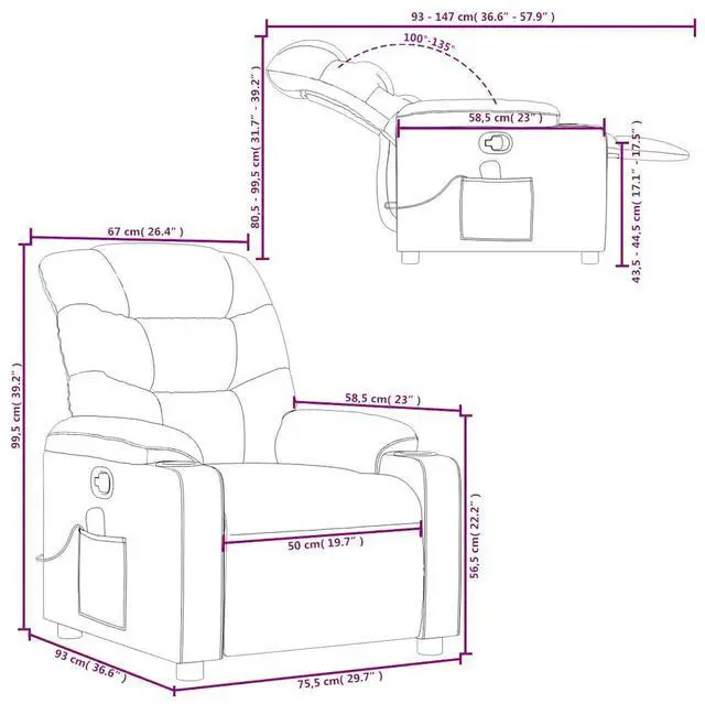 Alt view image 4 of 7 - vidaXL Massage Recliner Chair Dark green