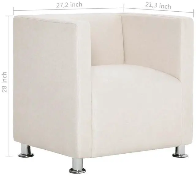 Alt view image 7 of 10 - vidaXL Cube Armchair Cream Fabric