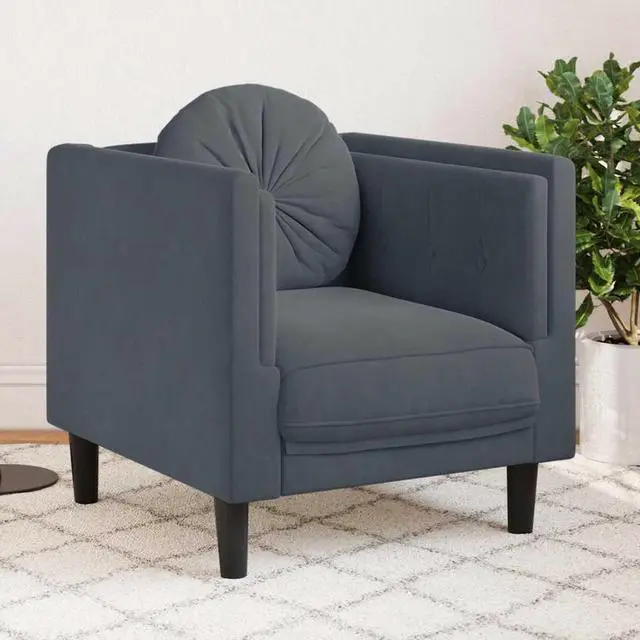Alt view image 7 of 7 - vidaXL Sofa Chair with Cushion Upholstered Armchair Living Room Dark Gray Velvet
