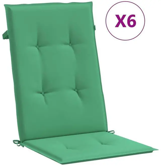 Alt view image 11 of 13 - vidaXL 6x Garden Chair Cushions Green 47.2" Outdoor Patio Lounge Seating Pad