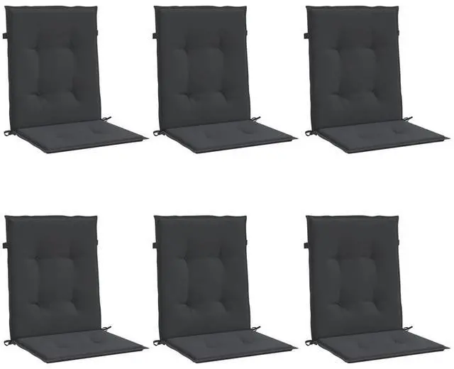 Alt view image 17 of 17 - vidaXL 6x Garden Chair Cushions Black 39.4" Outdoor Patio Lounge Seating Pad