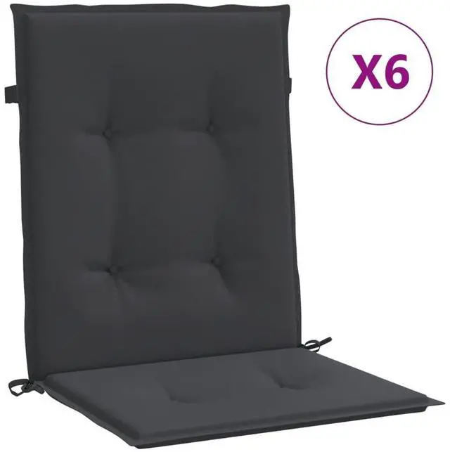 Alt view image 16 of 17 - vidaXL 6x Garden Chair Cushions Black 39.4" Outdoor Patio Lounge Seating Pad