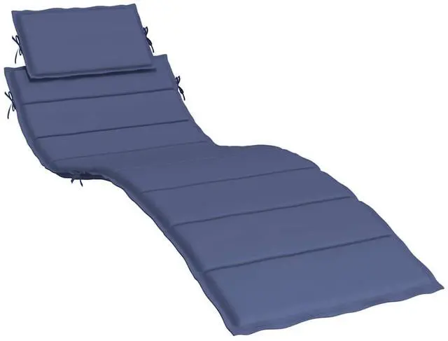 Alt view image 2 of 7 - vidaXL Sun Lounger Cushion Navy Blue Oxford Fabric