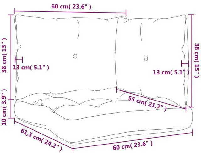 Alt view image 16 of 18 - vidaXL 3x Pallet Sofa Cushions Taupe Fabric Garden Outdoor Patio Lounge Seats