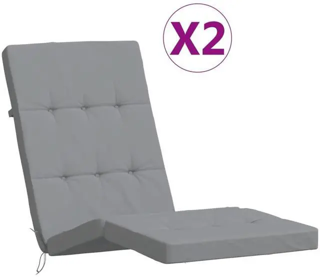 Alt view image 2 of 7 - vidaXL Deck Chair Cushion Set of 2 Grey Oxford Fabric Standard