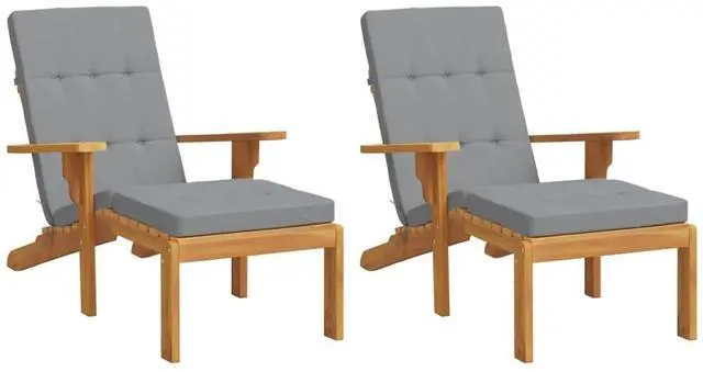 Alt view image 3 of 7 - vidaXL Deck Chair Cushion Set of 2 Grey Oxford Fabric Standard
