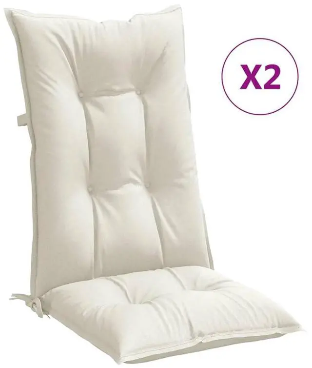 Alt view image 2 of 7 - vidaXL Highback Chair Cushion Set of 2 Melange cream Polyester