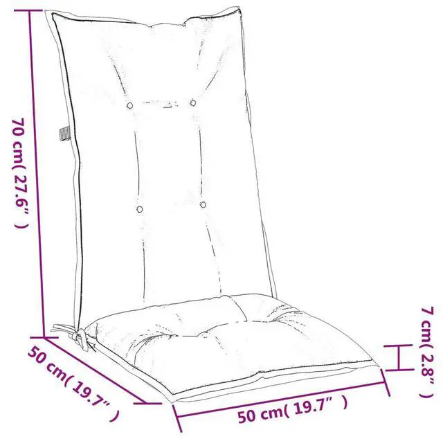 Alt view image 4 of 7 - vidaXL Highback Chair Cushion Set of 2 Melange cream Polyester