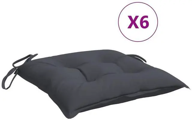 Alt view image 2 of 7 - vidaXL Chair Cushion Set of 6 Anthracite Oxford fabric (100% polyester)