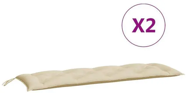 Alt view image 5 of 7 - vidaXL Garden Bench Cushion Set of 2 Beige Oxford fabric (100% polyester)