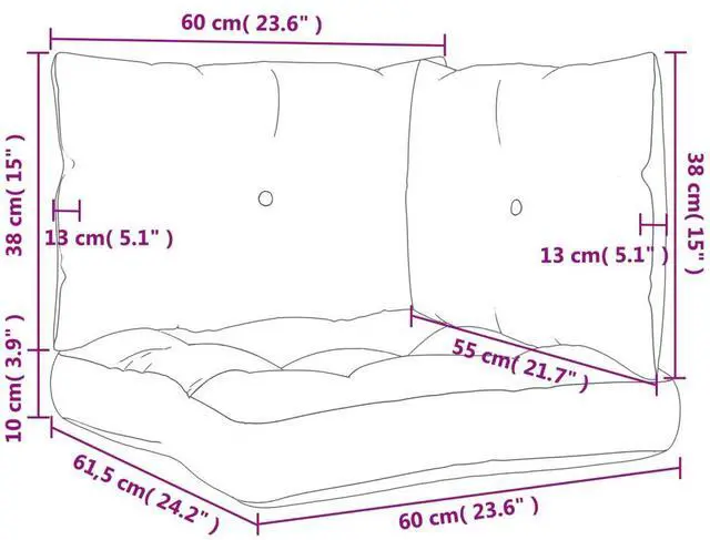 Alt view image 4 of 7 - vidaXL Pallet Cushion Set of 3 Grey 100% polyester