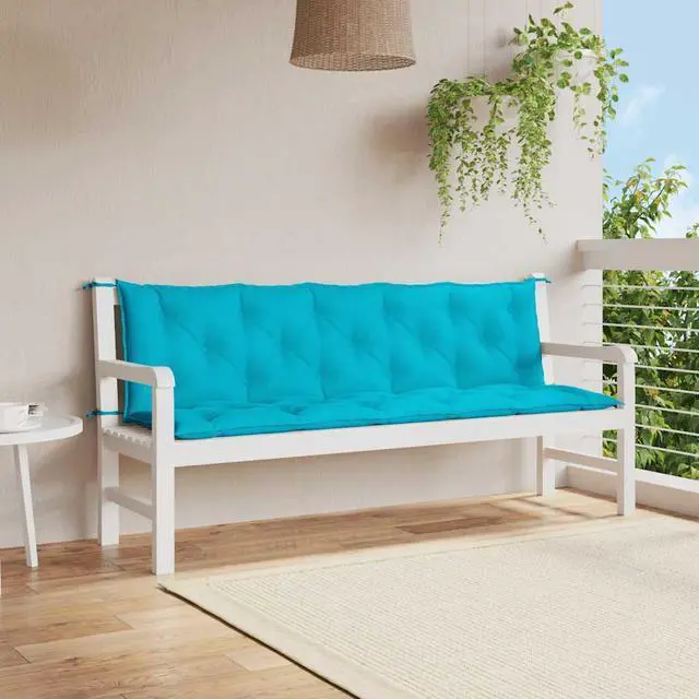 Main image of vidaXL Indoor/Outdoor Bench Cushions 2 pcs, Patio Loveseat Cushions, Porch Swing Seat Cushions, Non-slip, Water-Repellent, Breathable, Resilient, Turquoise 70.9"x19.7"x2.8" Oxford Fabric