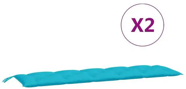 Alt view image 2 of 7 - vidaXL Indoor/Outdoor Bench Cushions 2 pcs, Patio Loveseat Cushions, Porch Swing Seat Cushions, Non-slip, Water-Repellent, Breathable, Resilient, Turquoise 70.9"x19.7"x2.8" Oxford Fabric