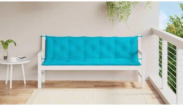 Alt view image 3 of 7 - vidaXL Indoor/Outdoor Bench Cushions 2 pcs, Patio Loveseat Cushions, Porch Swing Seat Cushions, Non-slip, Water-Repellent, Breathable, Resilient, Turquoise 70.9"x19.7"x2.8" Oxford Fabric