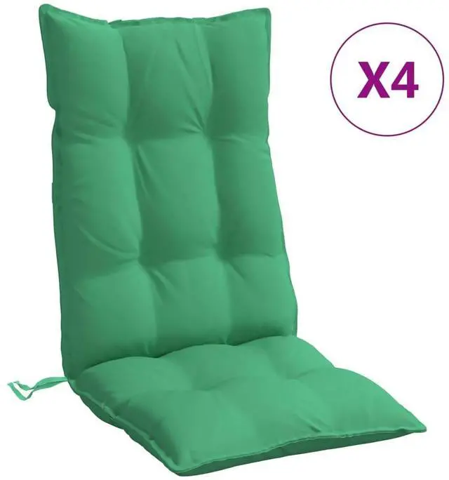 Alt view image 2 of 7 - vidaXL Highback Chair Cushion Set of 4 Green
