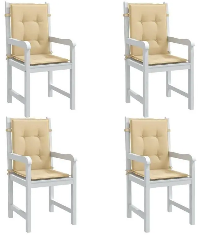 vidaXL Lowback Chair Cushion Set of Melange Beige 100% Polyester