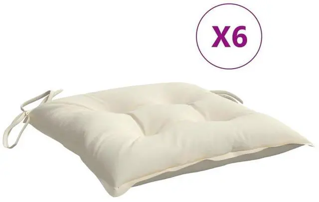 Alt view image 2 of 7 - vidaXL Chair Cushion Set of 6 Cream white Oxford fabric 15.7x15.7 in