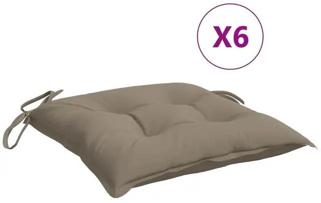 Alt view image 2 of 7 - vidaXL Chair Cushion Set of 6 Taupe Oxford fabric 15.7x15.7 in