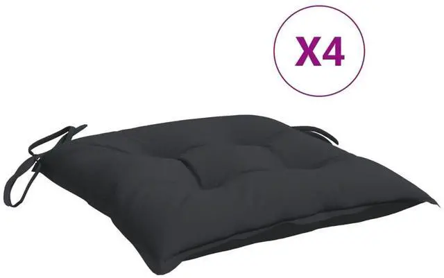 Alt view image 2 of 7 - vidaXL Chair Cushion Set of 4 Black Oxford fabric (100% polyester)