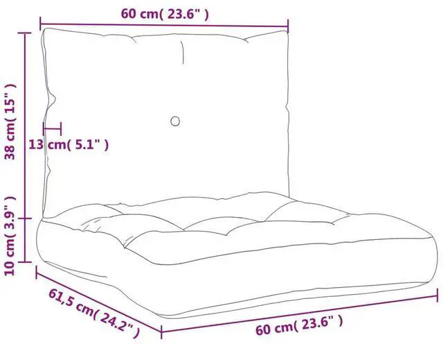 Alt view image 4 of 7 - vidaXL Pallet Cushion Set of 2 Taupe 100% polyester 23.6 x 24.2 x 3.9 in