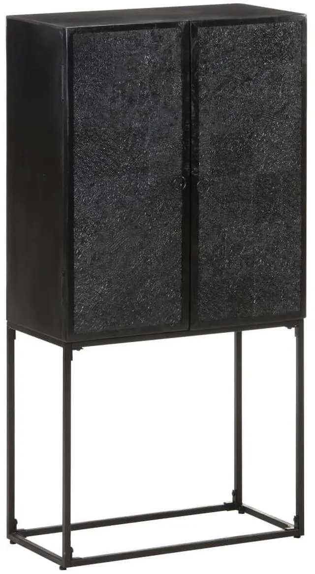 Alt view image 16 of 18 - vidaXL Sideboard Kitchen Storage Cabinet Black Solid Wood Acacia and Mango