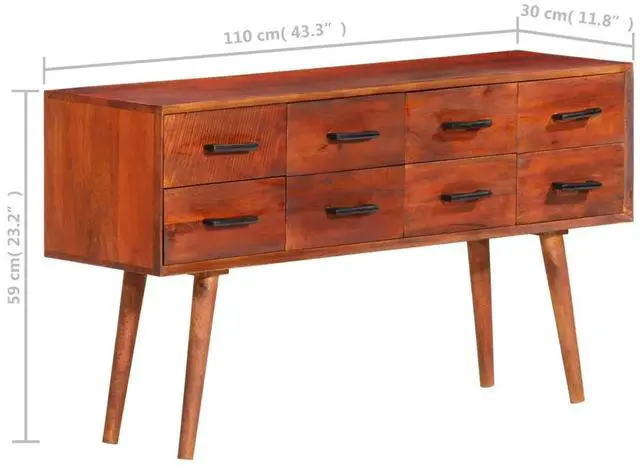 Alt view image 13 of 16 - vidaXL Sideboard 43.3"x11.8"x23.2" Solid Wood Mango
