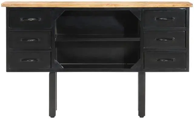 Alt view image 9 of 14 - vidaXL Sideboard 43.3"x11.8"x25.6" Solid Rough Mango Wood and Steel