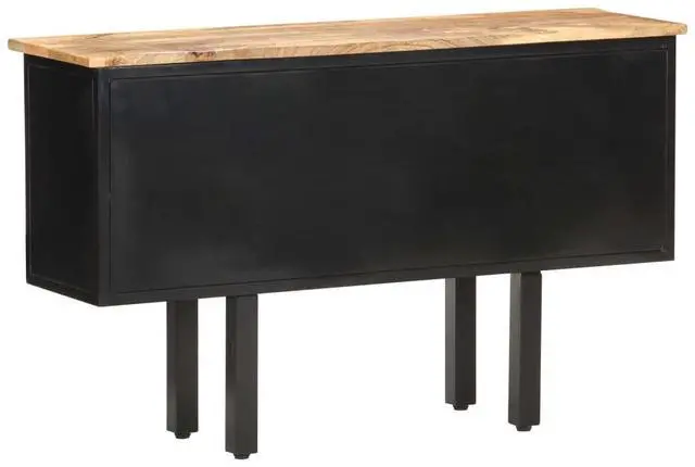 Alt view image 10 of 14 - vidaXL Sideboard 43.3"x11.8"x25.6" Solid Rough Mango Wood and Steel