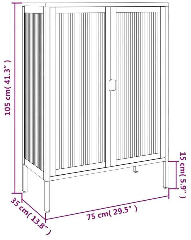 Alt view image 4 of 7 - vidaXL Sideboard Black Powder-coated steel, fluted glass Medium
