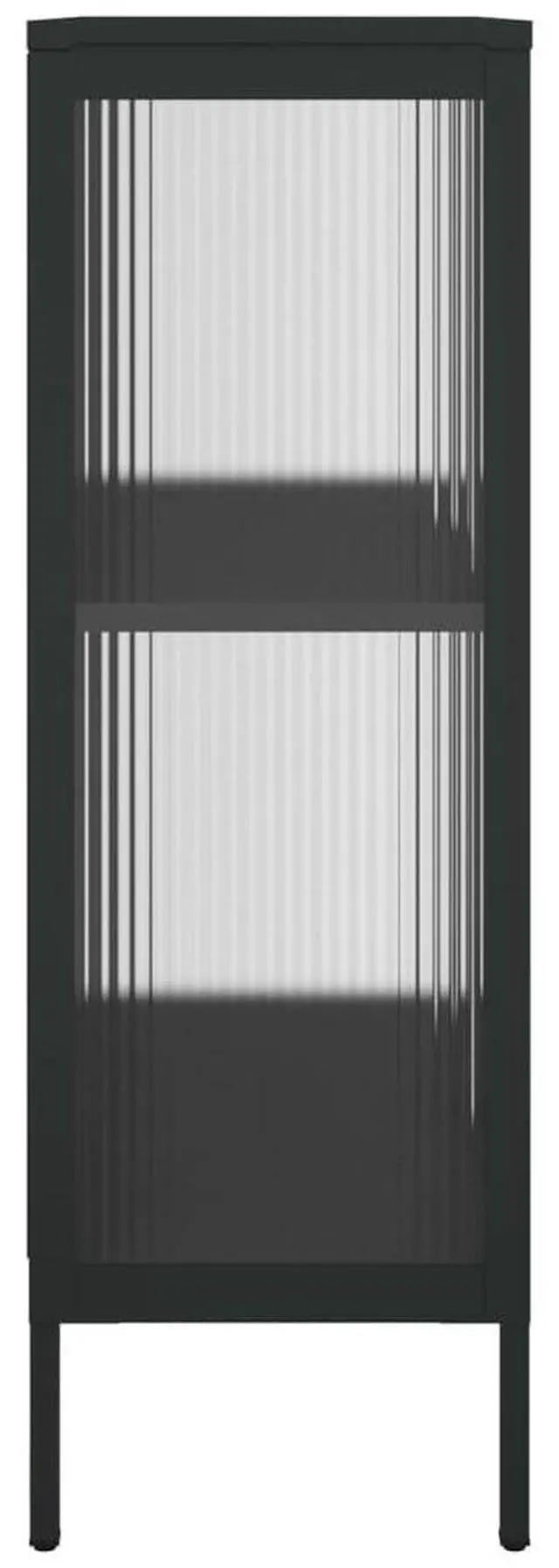 Alt view image 7 of 7 - vidaXL Sideboard Black Powder-coated steel, fluted glass Medium